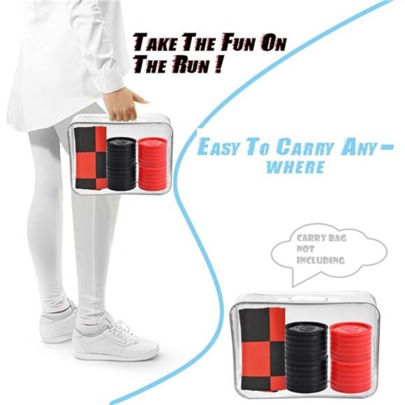 Giant Checkers Game Set,Super Tic Tac Toe,Including Reversible Rug - Picture 4 of 8